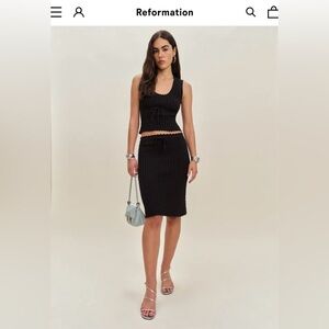 Reformation Black Skirt Set